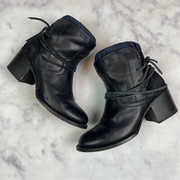 Freebird by Steven Casey Black Leather + Suede Ankle Booties - Picture 2 of 12